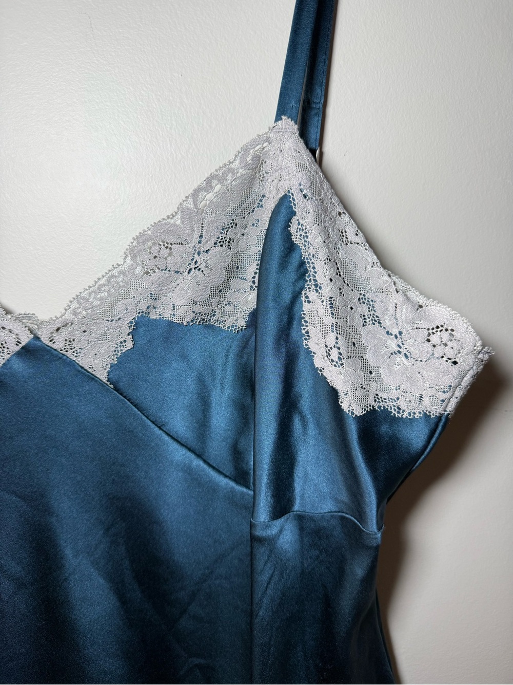 Vintage Express Turquoise Lace Trim Cami Top Size L | Y2K Babydoll - Picture 5 of 11